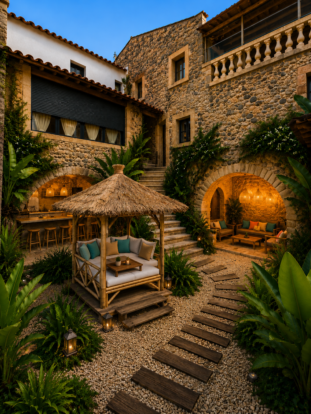 Maison de village transformée en maison balinaise